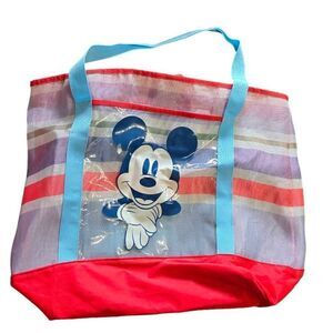 Mickey Mouse Striped Mesh Tote Disney Store Large Beach